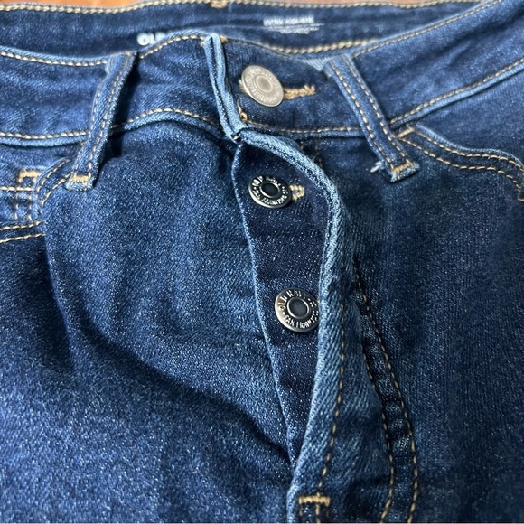 Old Navy Kicker Boot Cut Jeans Extra High Rise Womens Sz 0 Blue Button-Fly - Picture 8 of 11